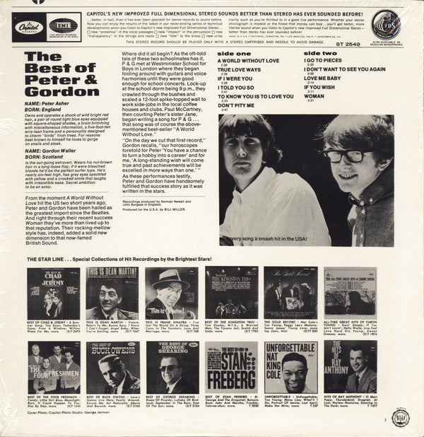 Peter And Gordon* : The Best Of Peter And Gordon (LP, Comp, Scr)