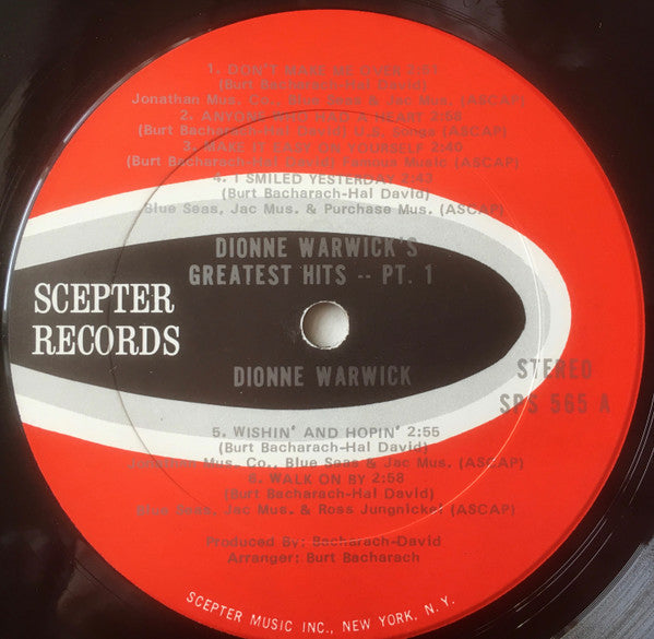 Dionne Warwick : Dionne Warwick's Golden Hits - Part One (LP, Comp)