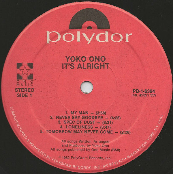 Yoko Ono : It's Alright (I See Rainbows) (LP, Album)