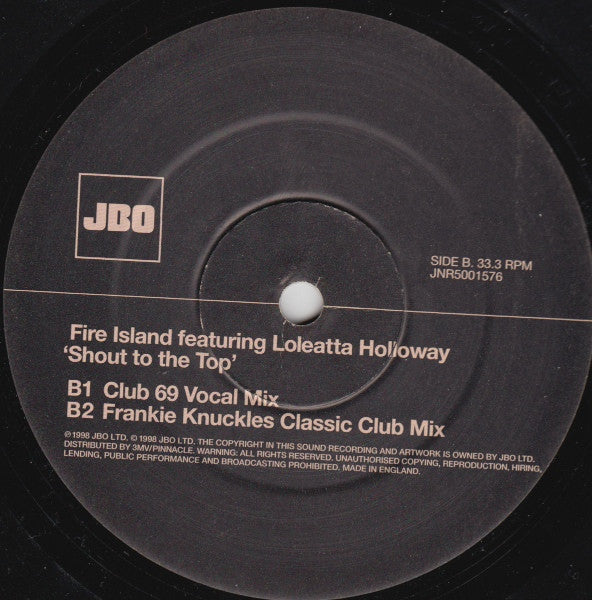 Fire Island Featuring Loleatta Holloway : Shout To The Top (12")