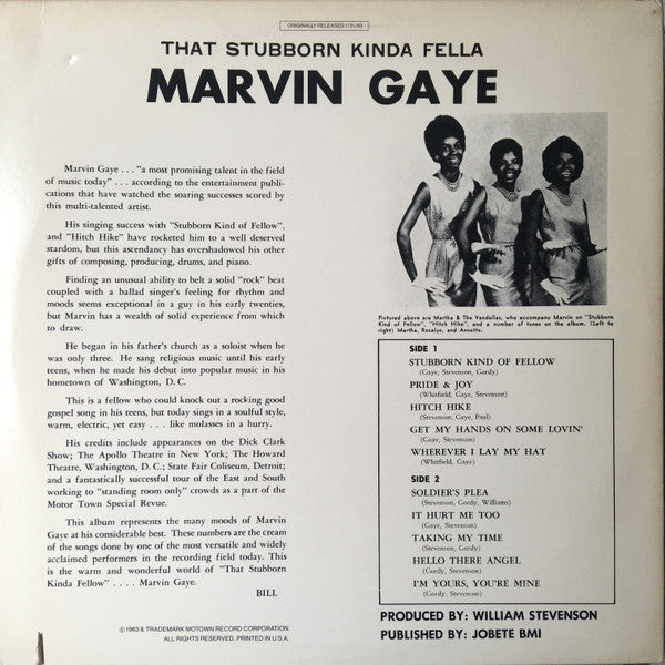 Marvin Gaye : That Stubborn Kinda Fellow (LP, Album, RE)