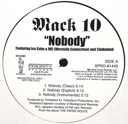 Mack 10 : Nobody / Pop X (12", Promo)