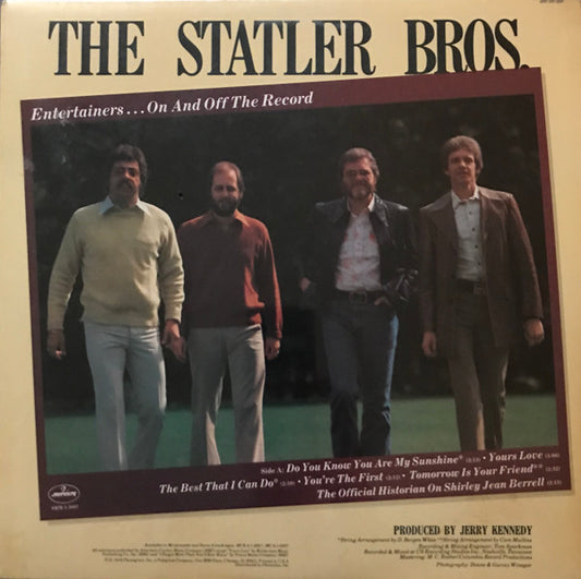 The Statler Brothers : Entertainers...On And Off The Record (LP, Album, Club, Col)