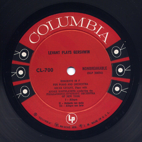 George Gershwin / Oscar Levant, André Kostelanetz : Levant Plays Gershwin (LP, Album, Mono, RE)