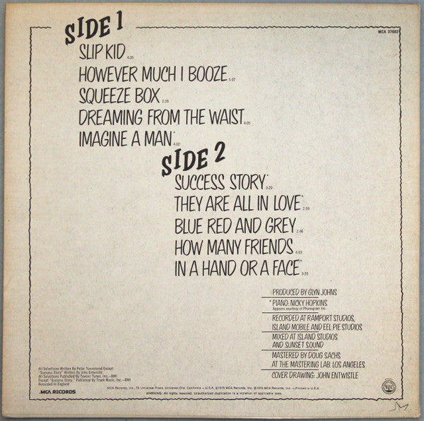 The Who : The Who By Numbers (LP, Album, RE, RP, Glo)