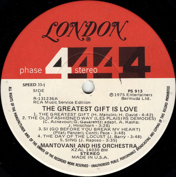 Mantovani And His Orchestra : The Greatest Gift Is Love (LP, Club)