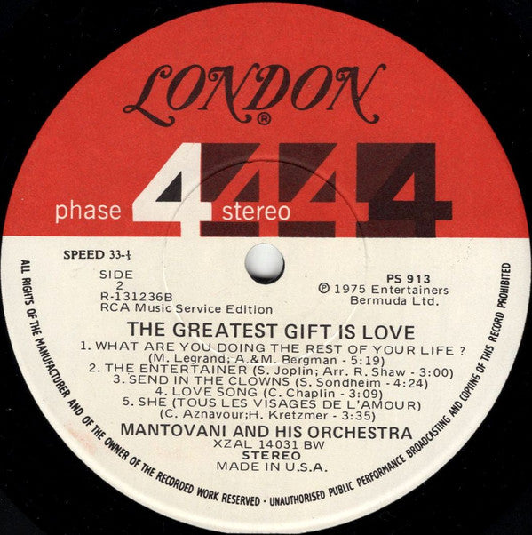 Mantovani And His Orchestra : The Greatest Gift Is Love (LP, Club)