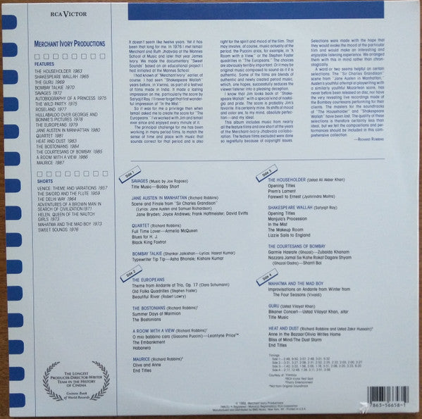 Richard Robbins, Various : Merchant Ivory Productions Twenty-Fifth Anniversary 1962-1987 (2xLP, Comp)