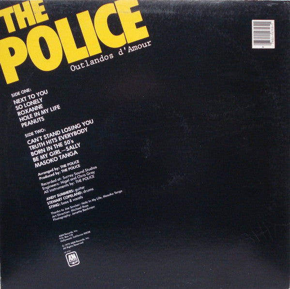 The Police : Outlandos D'Amour (LP, Album, Yel)