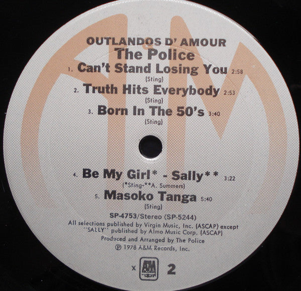 The Police : Outlandos D'Amour (LP, Album, Yel)