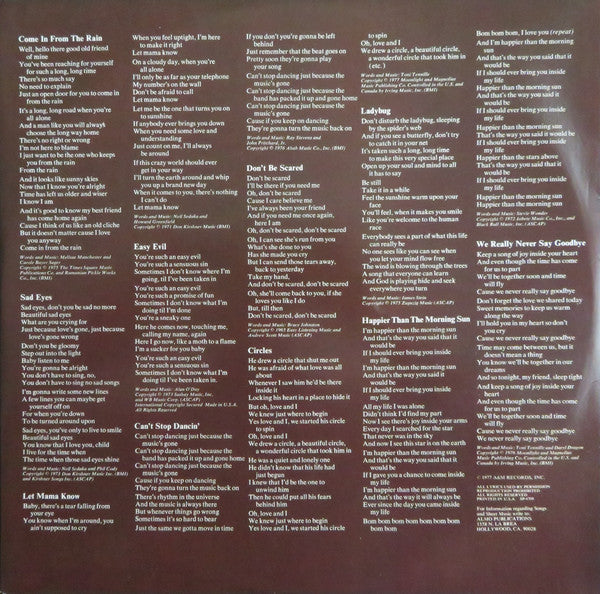 Captain And Tennille : Come In From The Rain (LP, Album, Ter)