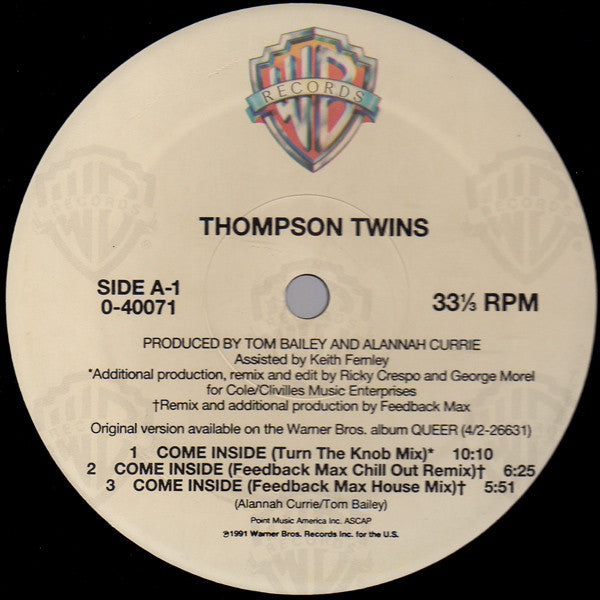 Thompson Twins : Come Inside / The Saint (12", Maxi)