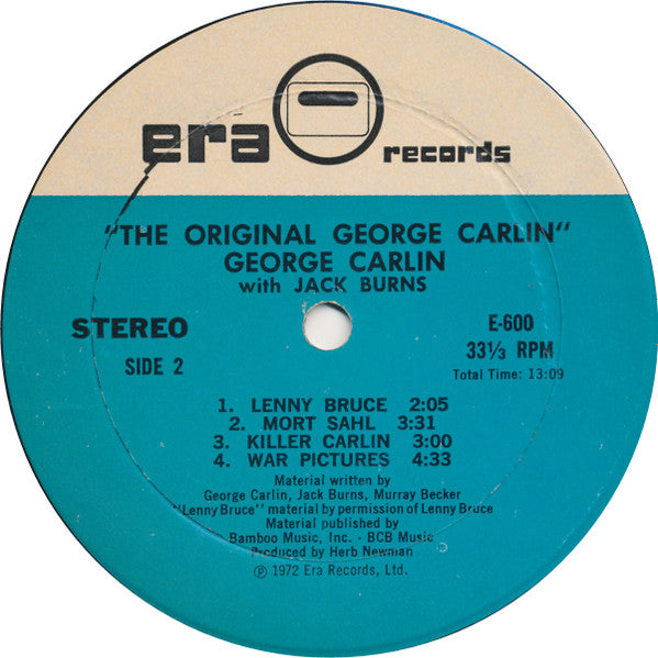 George Carlin With Jack Burns : "The Original George Carlin" (LP, Album)