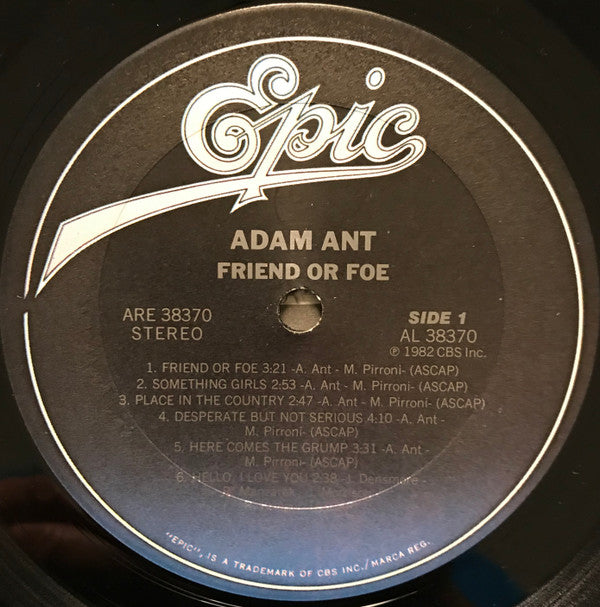 Adam Ant : Friend Or Foe (LP, Album, Pit)