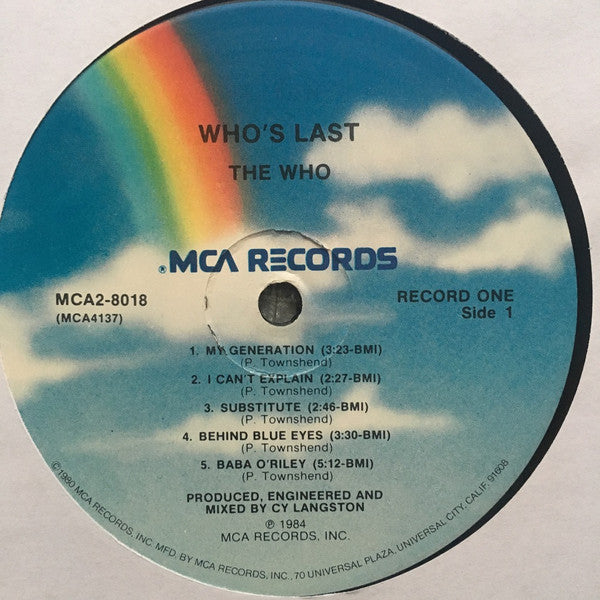 The Who : Who's Last (2xLP, Album, Pin)