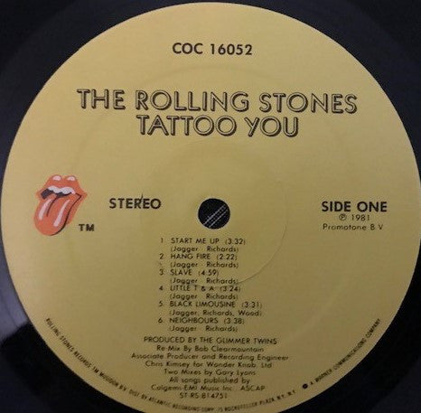 The Rolling Stones : Tattoo You (LP, Album, Eur)