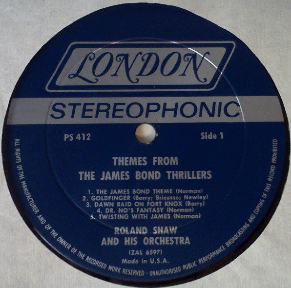 The Roland Shaw Orchestra : Themes From The James Bond Thrillers (LP, Album)