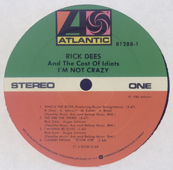 Rick Dees & His Cast Of Idiots : I'm Not Crazy (LP, Album, AR)