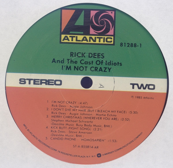 Rick Dees & His Cast Of Idiots : I'm Not Crazy (LP, Album, AR)