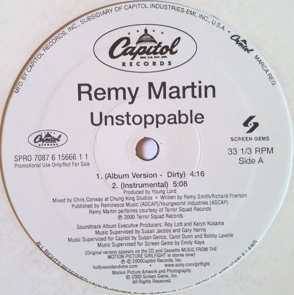 Remy Martin : Unstoppable (12", Single, Promo)
