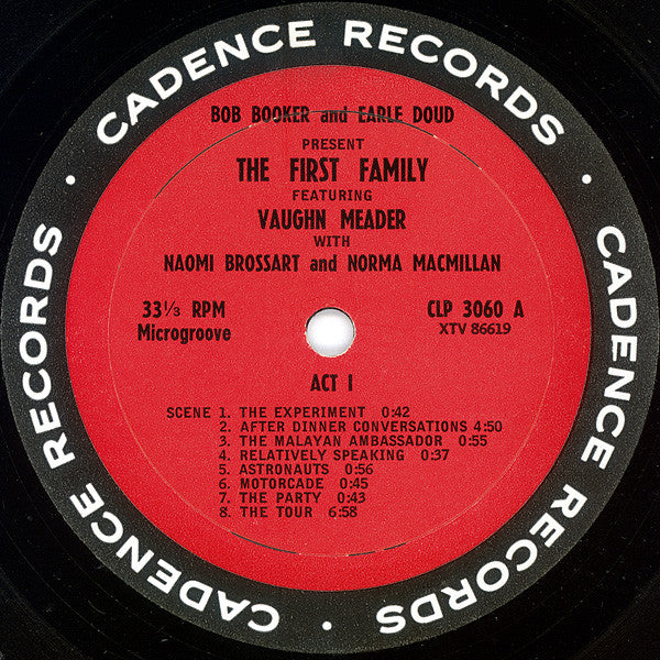 Bob Booker And Earle Doud Featuring Vaughn Meader With Earle Doud ~ Naomi Brossart ~ Bob Booker ~ Norma Macmillan : The First Family (LP, Album, Mono, Bri)