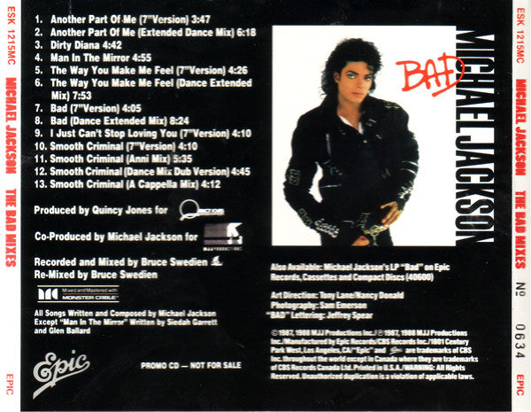 Michael Jackson : The Bad Mixes (CD, Comp, Num, Promo)