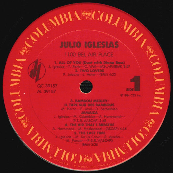 Julio Iglesias : 1100 Bel Air Place (LP, Album, Car)