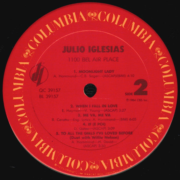 Julio Iglesias : 1100 Bel Air Place (LP, Album, Car)