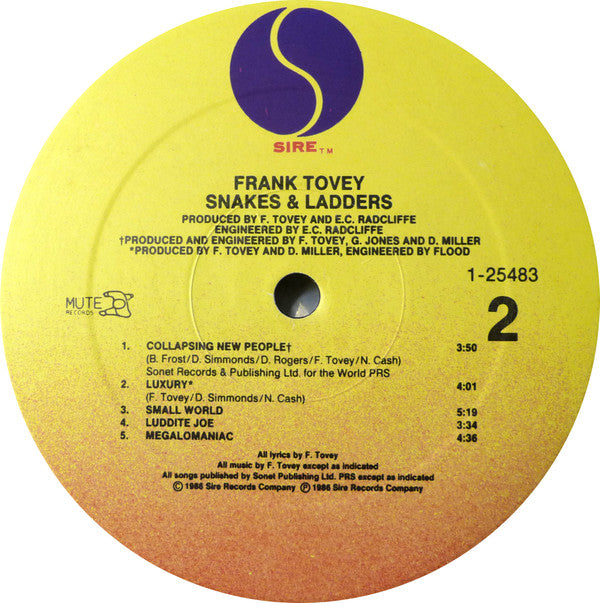 Frank Tovey : Snakes & Ladders (LP, Album, SRC)
