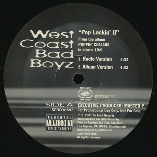 Master P Presents West Coast Bad Boyz : Pop Lockin' II (12", Promo)