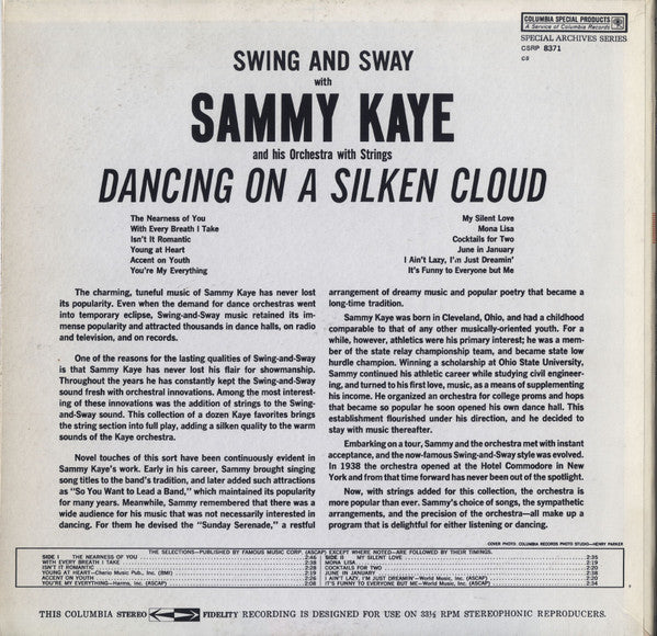 Sammy Kaye And His Orchestra : Dancing On A Silken Cloud (LP, Album, RE)