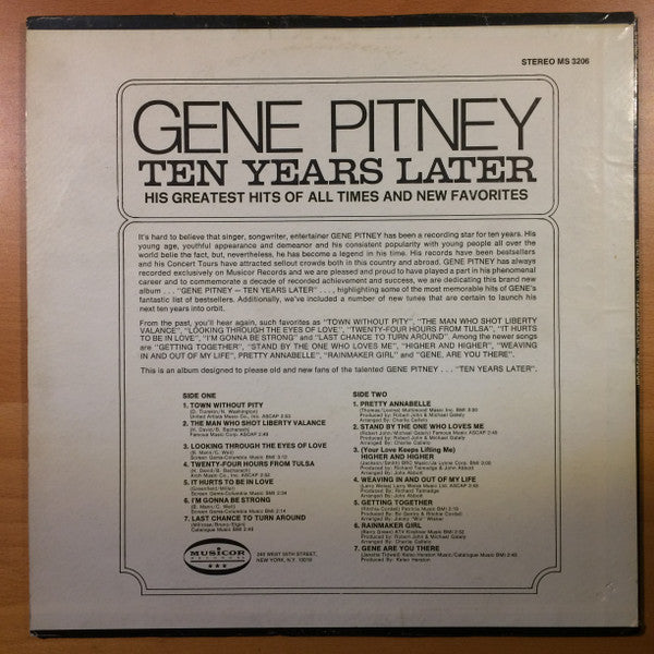Gene Pitney : Ten Years Later (LP, Comp)