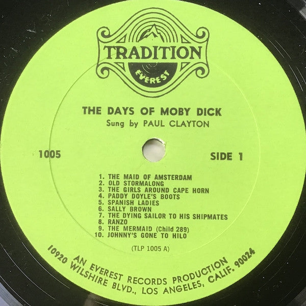 Paul Clayton (2) : Whaling And Sailing Songs From The Days Of Moby Dick (LP, Album, RE)