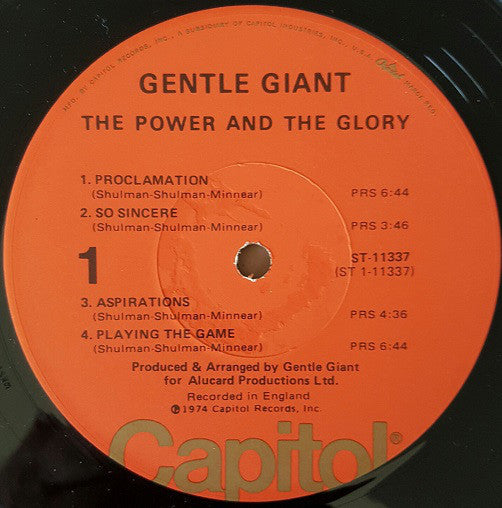 Gentle Giant : The Power And The Glory (LP, Album, Jac)