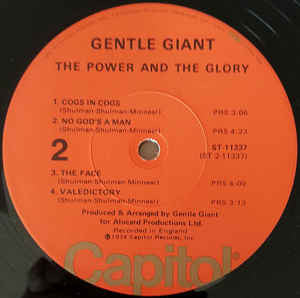Gentle Giant : The Power And The Glory (LP, Album, Jac)