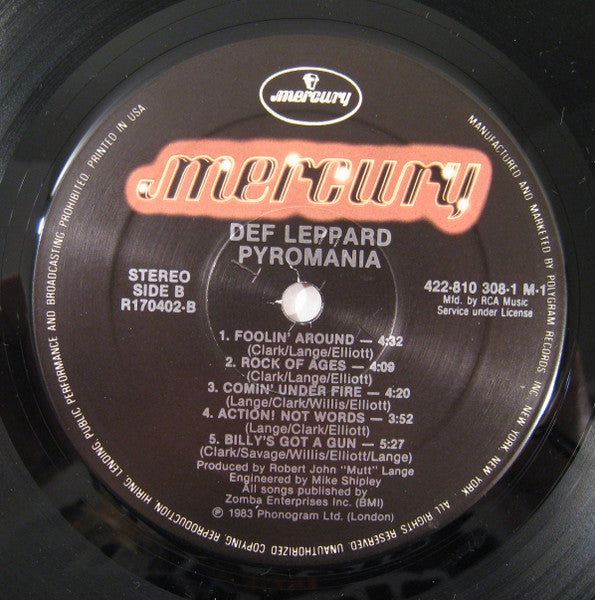 Def Leppard : Pyromania (LP, Album, Club, RCA)