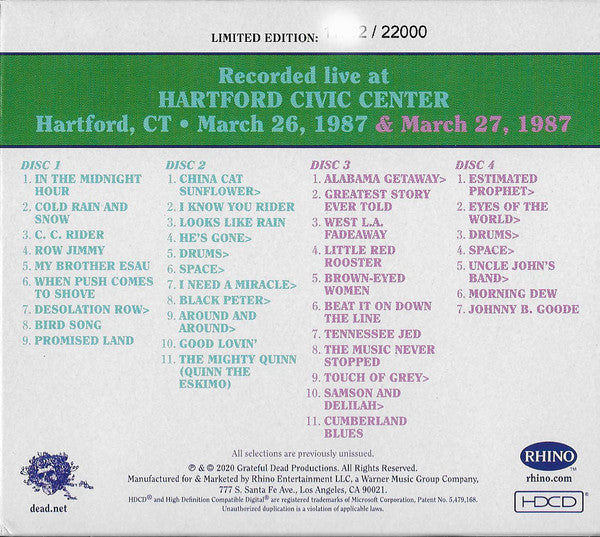 Grateful Dead* : Dave's Picks, Volume 36 (Hartford Civic Center, Hartford, CT • 3/26/87 & 3/27/87) (4xHDCD, Album, Ltd, Num)