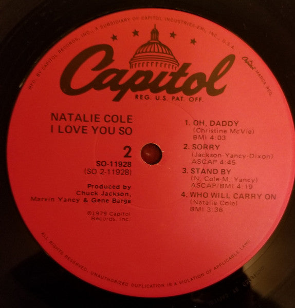 Natalie Cole : I Love You So (LP, Album, Jac)