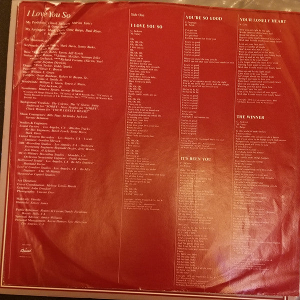 Natalie Cole : I Love You So (LP, Album, Jac)