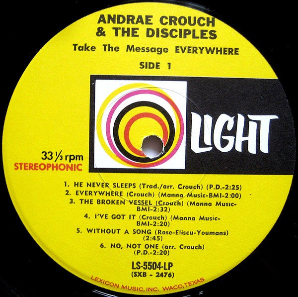 Andraé Crouch & The Disciples : Take The Message Everywhere (LP, Album)