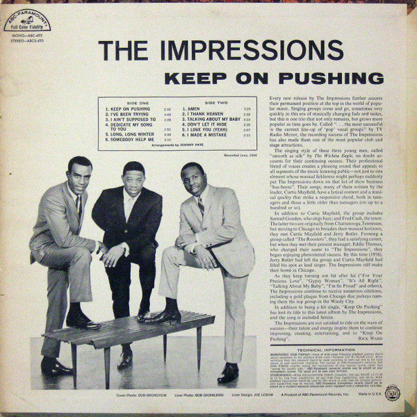 The Impressions : Keep On Pushing (LP, Album, Mono)