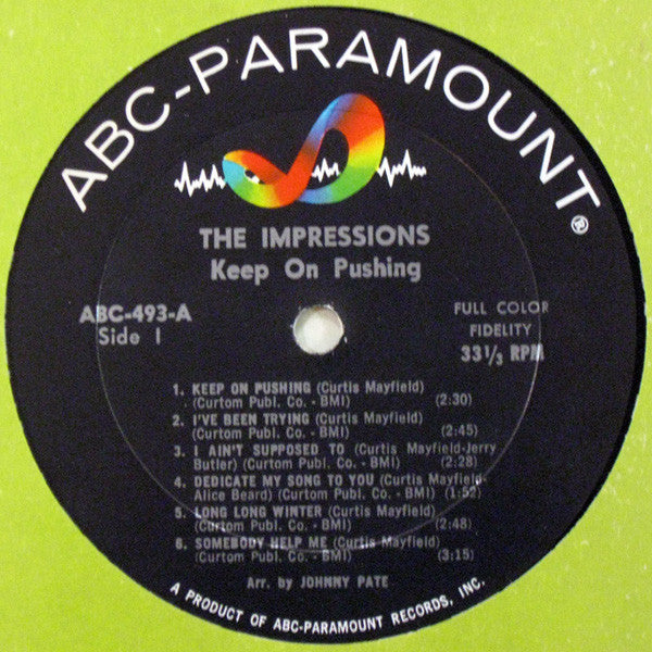 The Impressions : Keep On Pushing (LP, Album, Mono)
