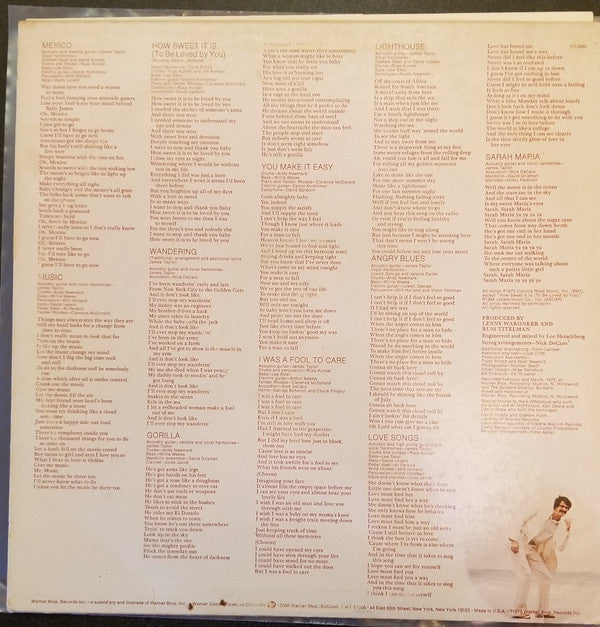James Taylor (2) : Gorilla (LP, Album, Jac)