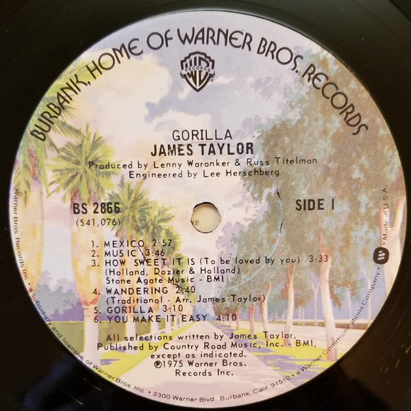 James Taylor (2) : Gorilla (LP, Album, Jac)