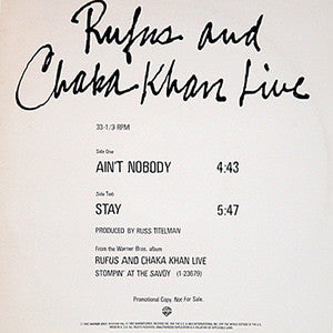 Rufus & Chaka Khan : Ain't Nobody / Stay (12", Promo)