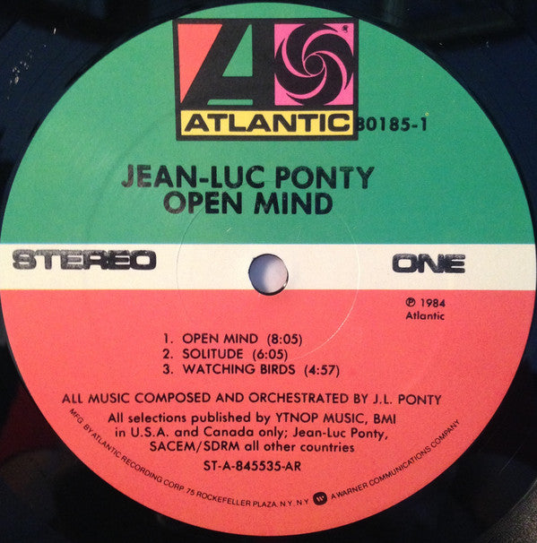 Jean-Luc Ponty : Open Mind (LP, Album, AR)