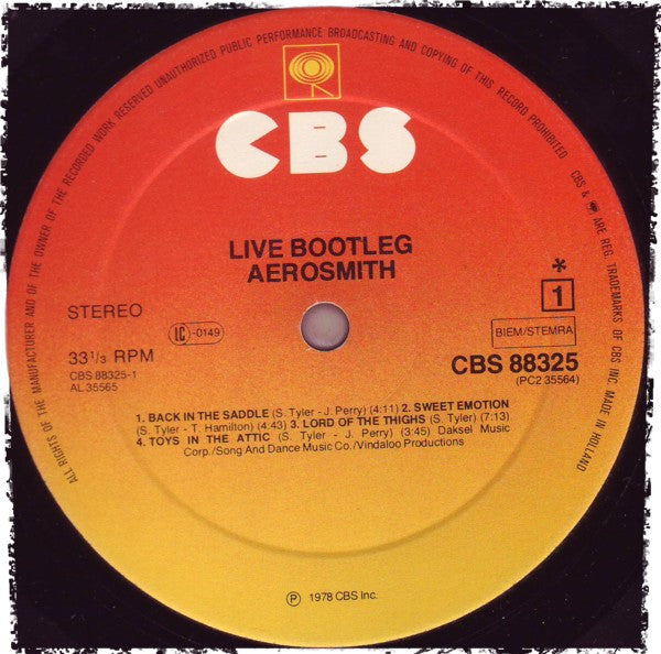 Aerosmith : Live! Bootleg (2xLP, Album, Gat)