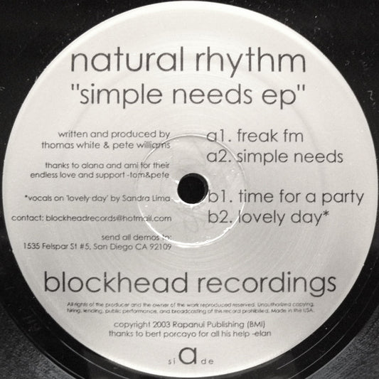 Natural Rhythm : Simple Needs EP (12", EP)