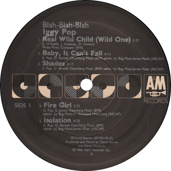 Iggy Pop : Blah-Blah-Blah (LP, Album, Ele)