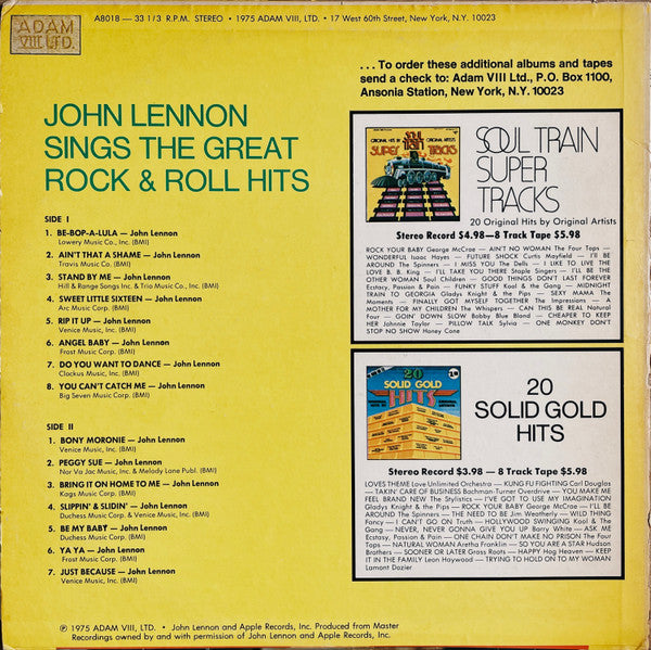 John Lennon : Roots (Sings The Great Rock & Roll Hits) (LP, Album, Comp, Unofficial, Bel)